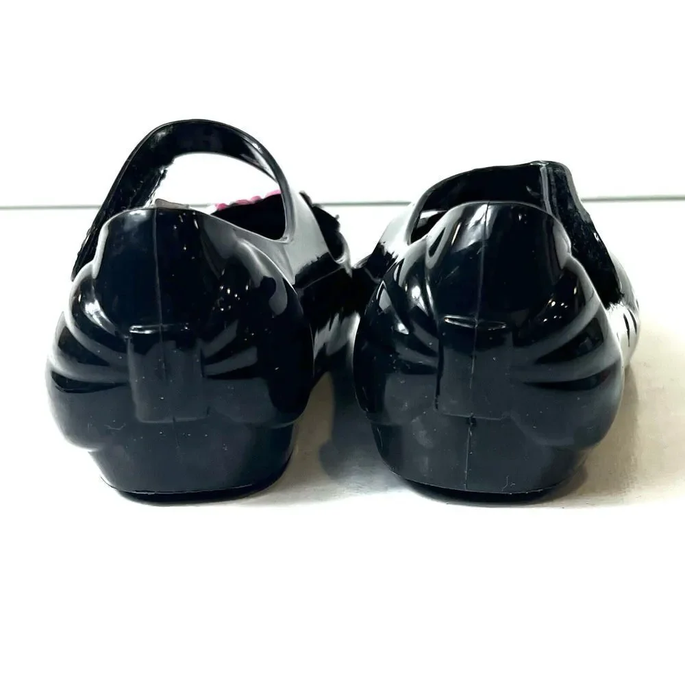 Disney Minnie Toddler Girls Sz 7/8 Snap Black Rubber Dress/Casual Mary Jane Shoe